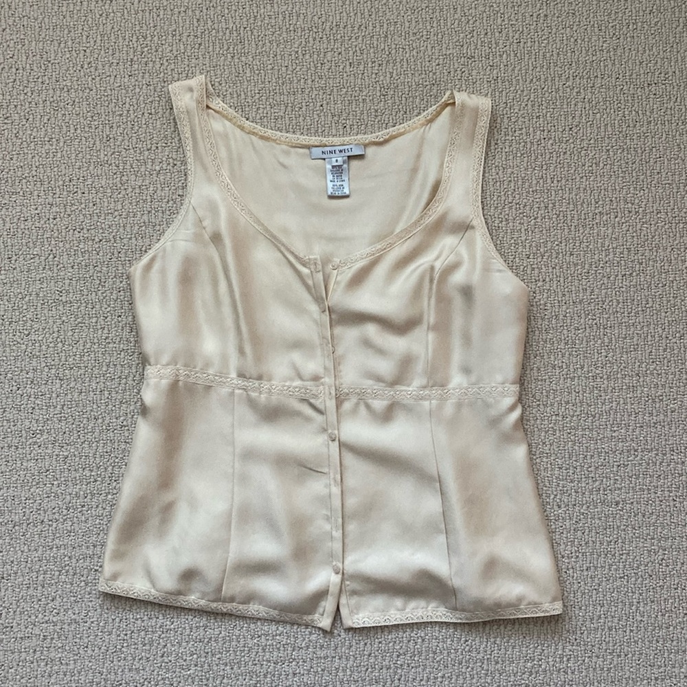 Vintage Nine West 100% Silk Button Down Camisole